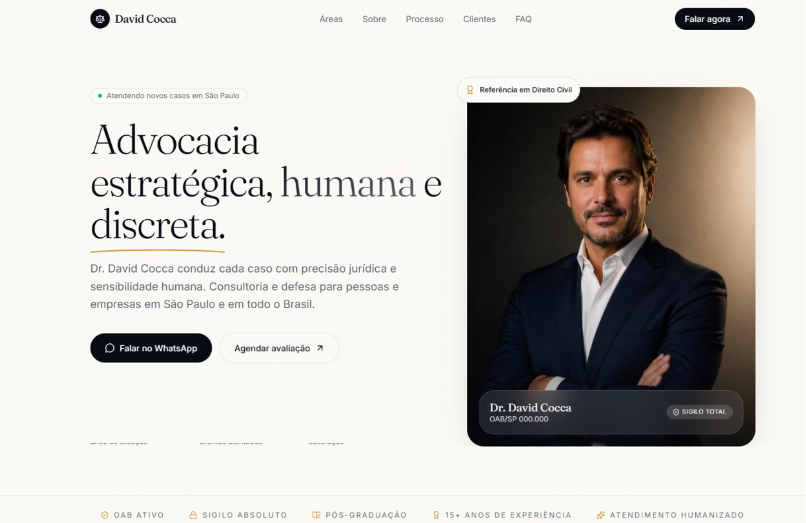 Projeto David Cocca: site institucional de advocacia