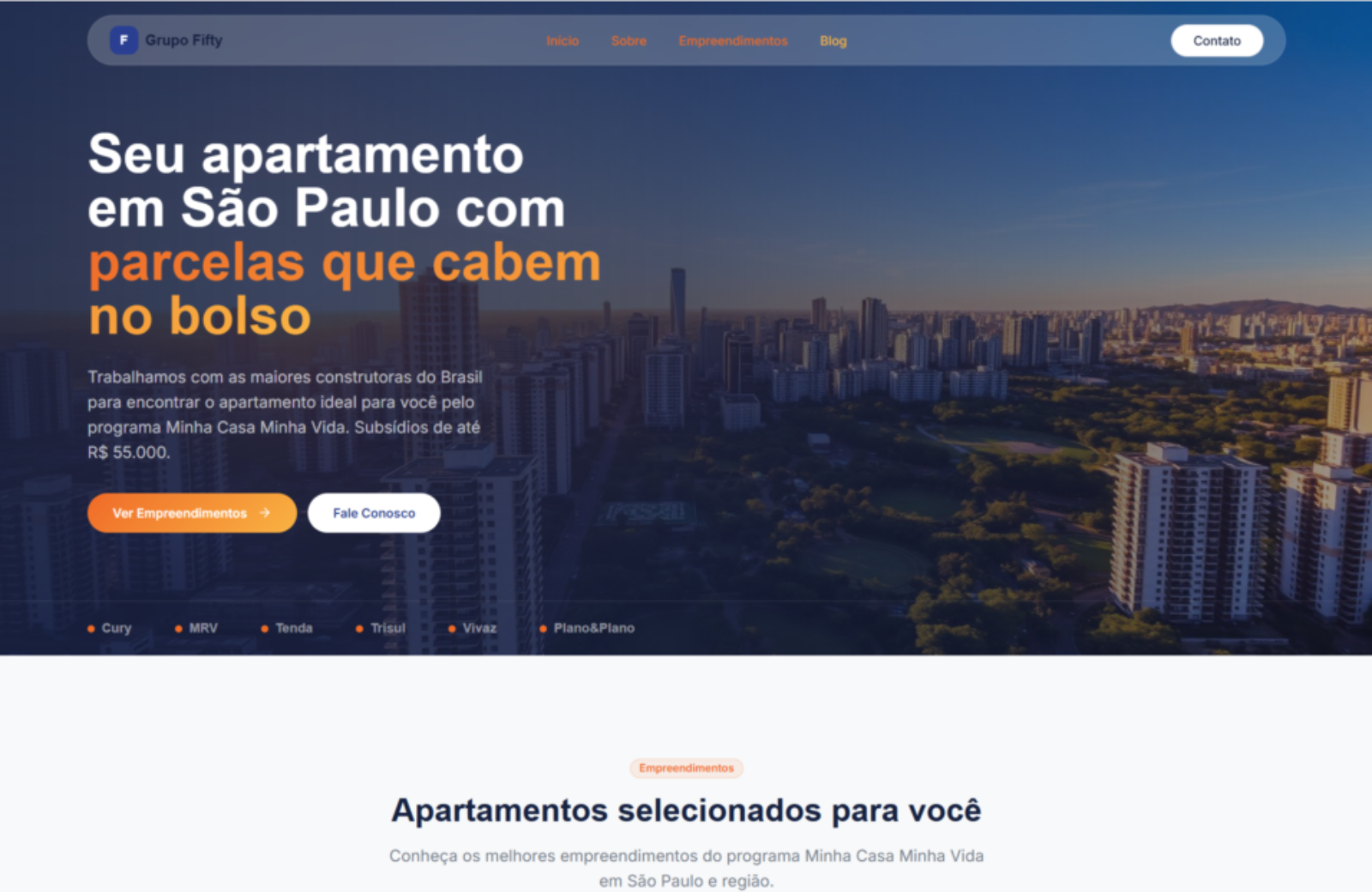 Projeto Grupo Gifty: landing page imobiliária