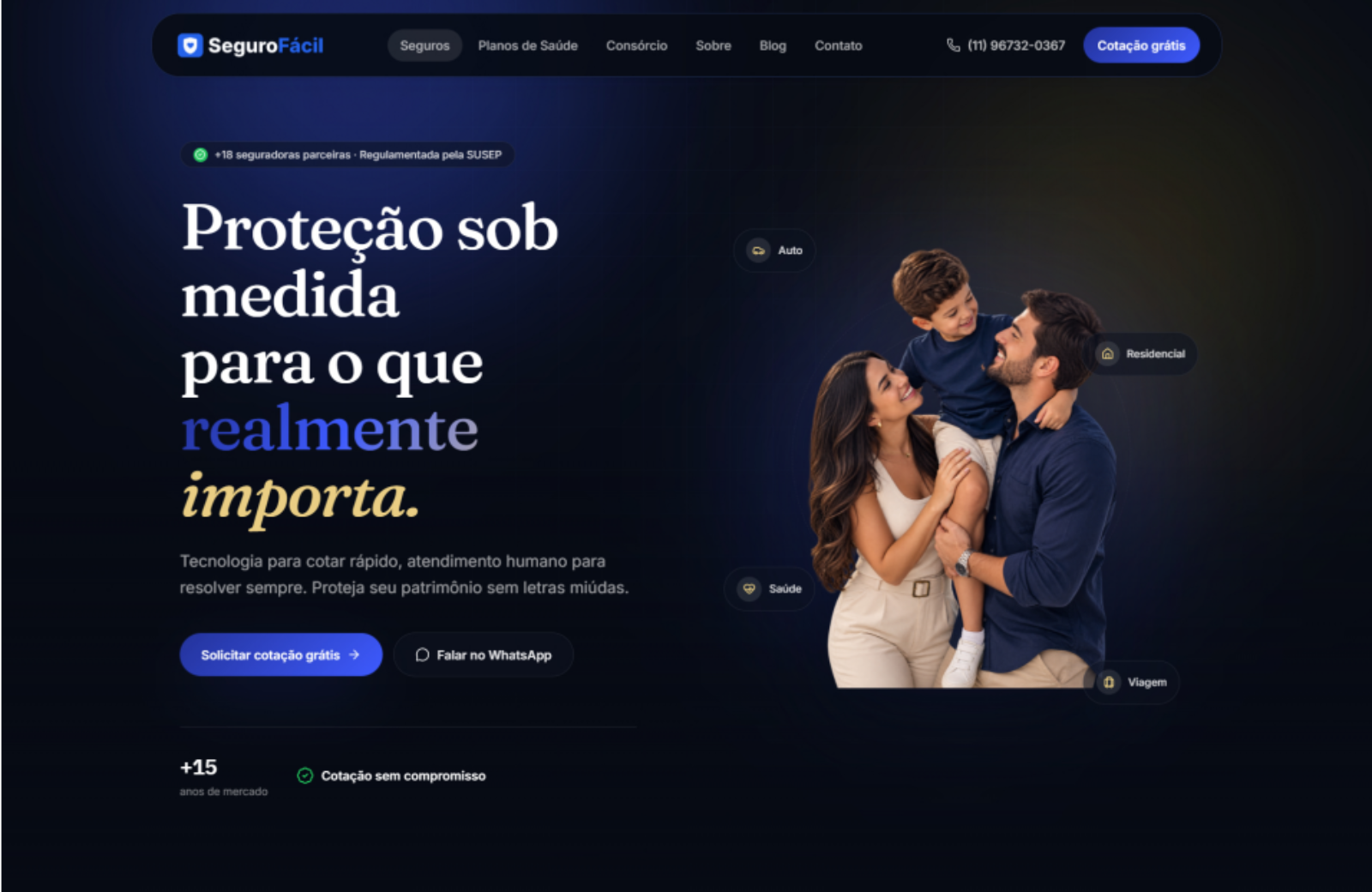 Versão redesenhada do site Seguro Fácil